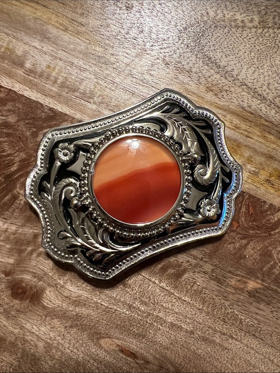 None Accessories - Vintage Western Embossed Belt Buckle